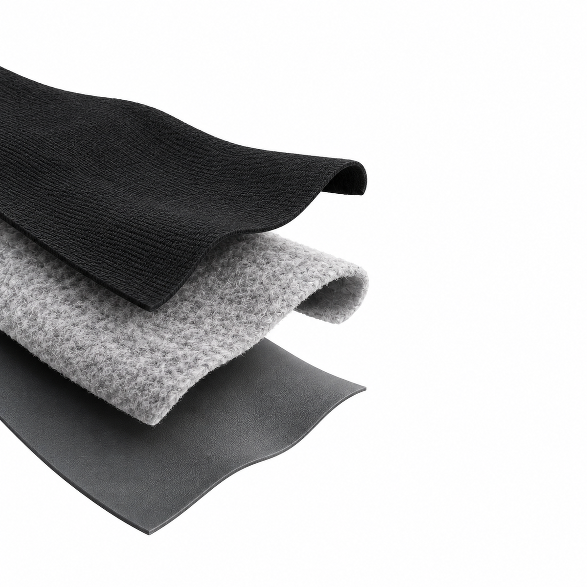 Three separated fabric layers: wicking surface, absorbent core and protective barrier
