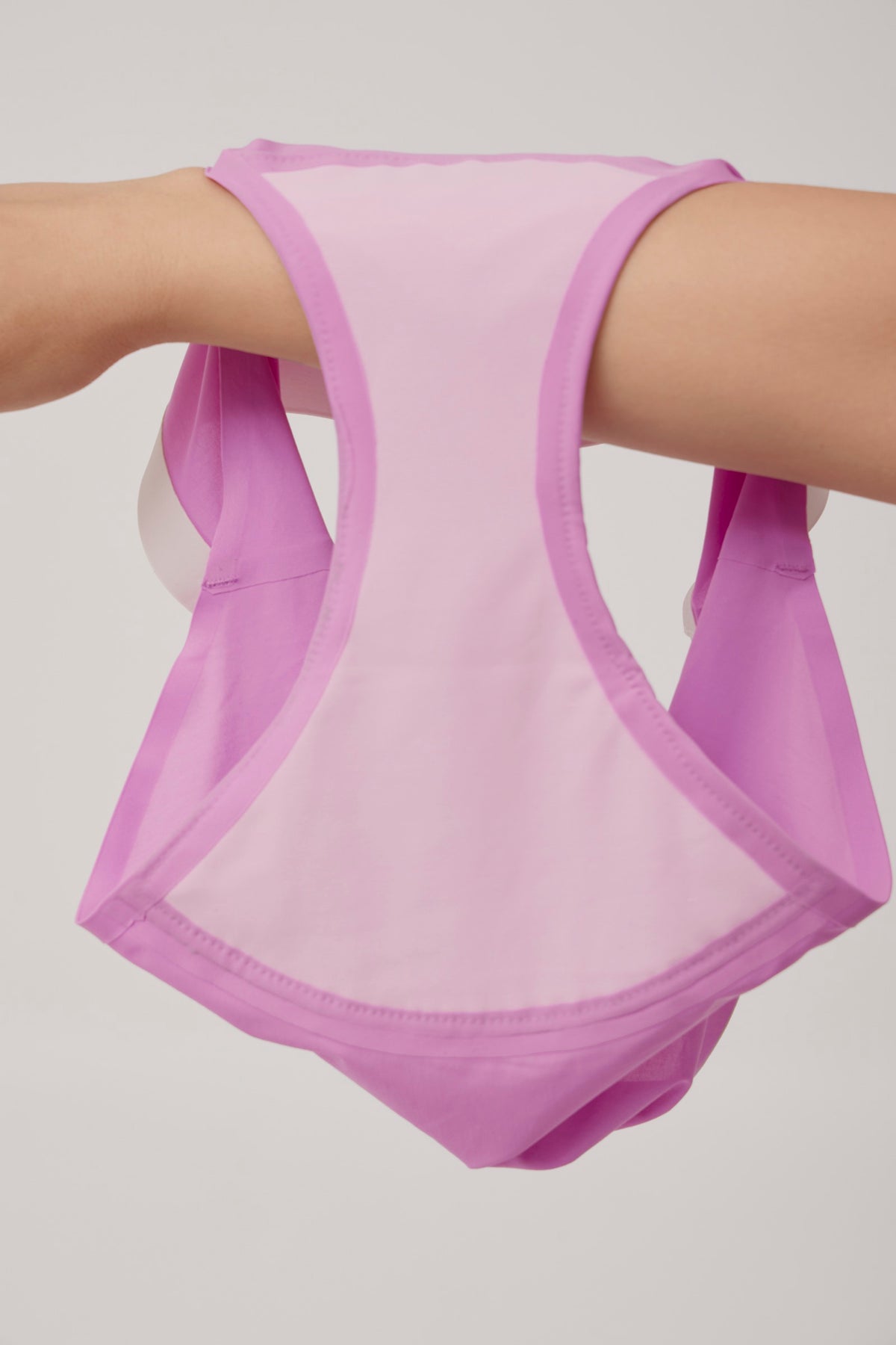 Pink gusset inside the new All-Night Classic Briefs in Berry Shake