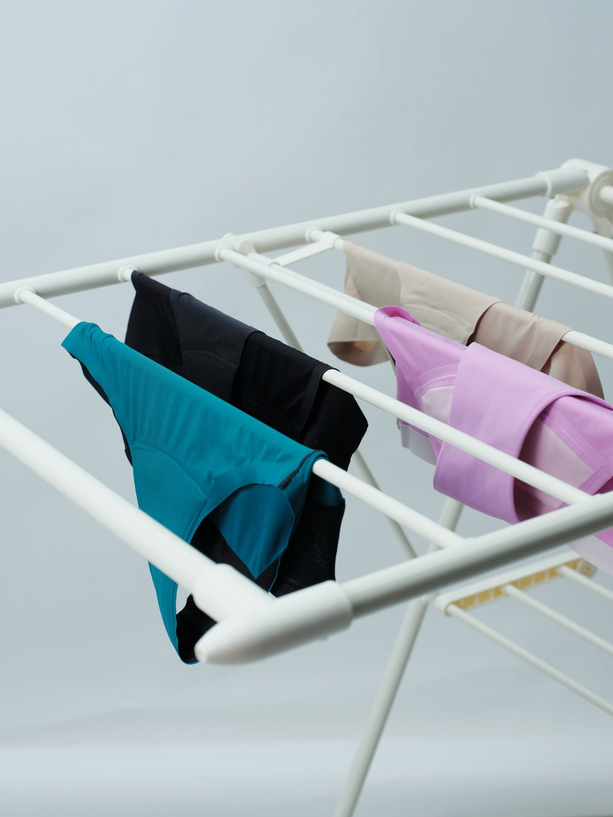 B.Peachy period underwear hanging on a drying rack