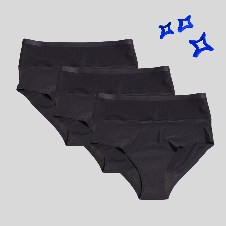 All-Night High-Waist Briefs — Quick-Dry — 3-Pack